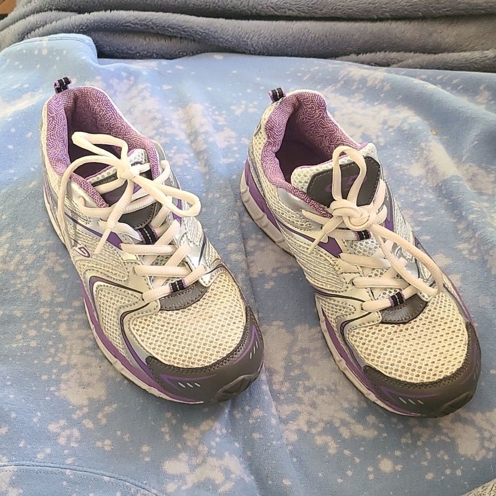 Girls Champion sneakers - purple silver & white - size 4 - EUC